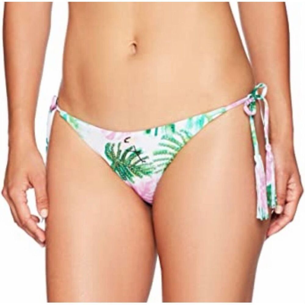 Pilyq NEW size S swim bikini bottoms mingos embroidered tie full